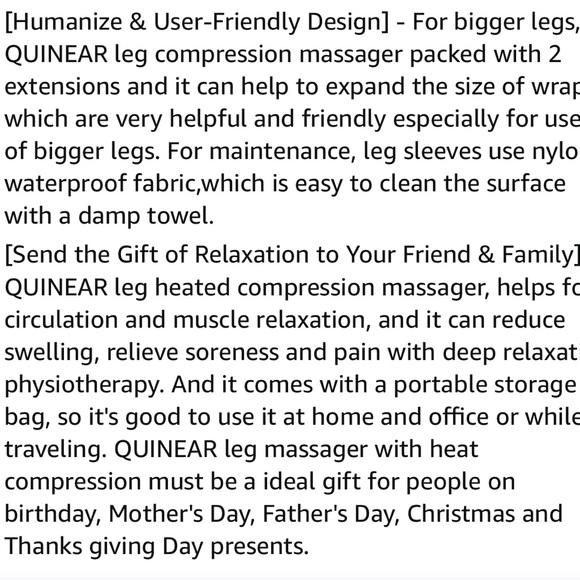 NEW QUINEAR ELECTRONIC AIR LEG COMPRESSION LEG MASSAGER WITH HEAT - Picture 10 of 13